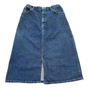 Vintage 90s Lee Denim Midi Skirt Made USA Blue Jean High Waist M 28 100% Cotton